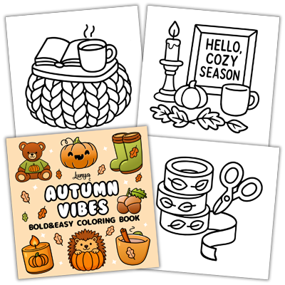 Autumn Vibes Bold and Easy Coloring Book by Lunya Coloring