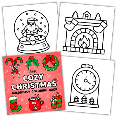 Cozy Christmas Bold and Easy Coloring Book by Lunya