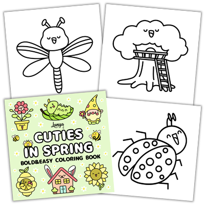 Cuties in Spring Bold and Easy Coloring Book by Lunya