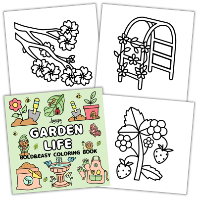 Garden Life Bold and Easy Coloring Book by Lunya