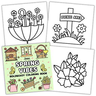 Spring Vibes Bold and Easy Coloring Book by Lunya