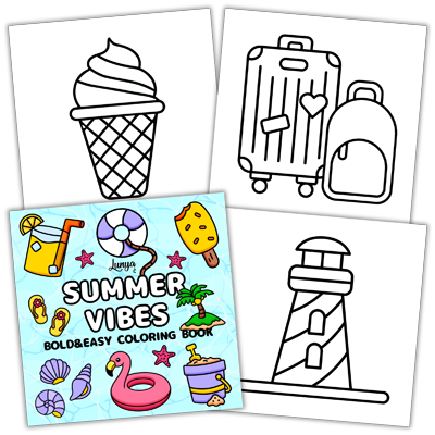 Summer Vibes Bold and Easy Coloring Book by Lunya